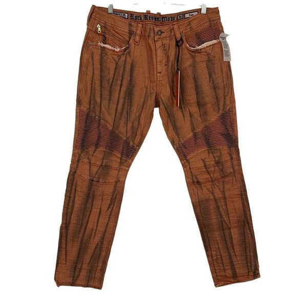 Rock Revival Other - Rock Revival Moto Ivan Jeans Size 36 Rustic Orange Grunge Emo Unique NEW